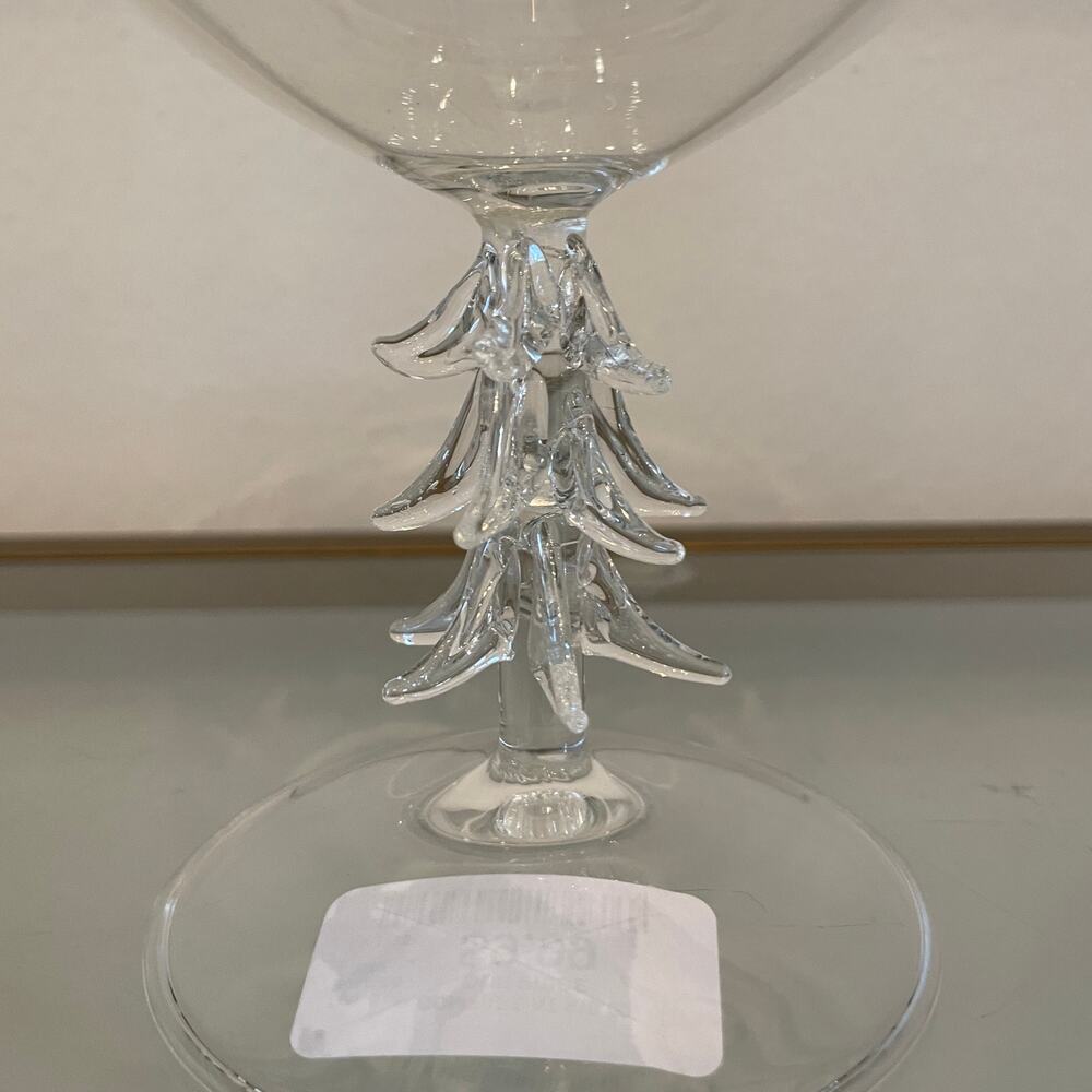 Christmas Tree Coupe Wine Glass Set of 2 Holiday Glam Barware New - Picture 3 of 10